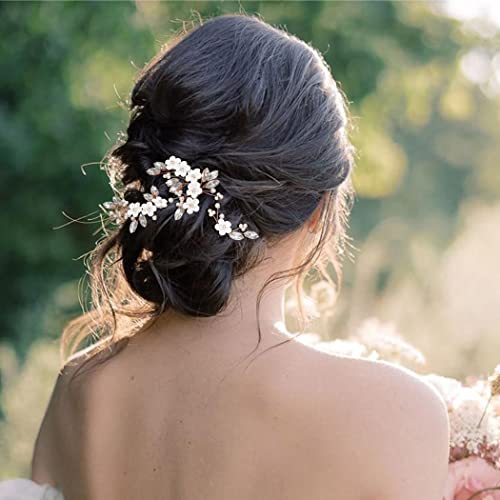 Unicra Virág Menyasszony Esküvői Haj Csapok Rose Gold Kristály Menyasszonyi Haj Db Gyöngy, Haj Kiegészítők Nők, Lányok (Csomag