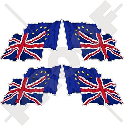 EURÓPAI UNIÓ-egyesült KIRÁLYSÁG Hullámzó Zászló Pár, Európa-Egyesült Királyság EU-Brit Union Jack-2 (50 mm) Vinil-Lökhárító-Sisak