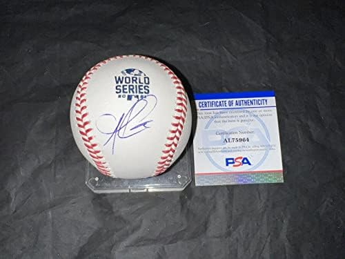 Ozzie Albies Aláírt 2021 World Series Baseball Bajnokok Szupersztár PSA/DNS - Dedikált Baseball