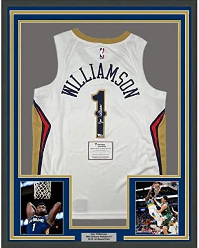 KERETES Dedikált/Aláírt SION WILLIAMSON 33x42 Fehér Nike Jersey Fanatikusok COA - Dedikált NBA Mezek