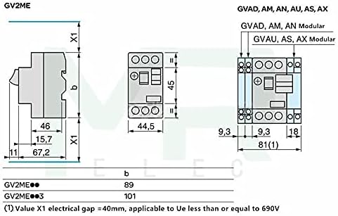 ONECM 1DB GV2-NEKEM Sorozat MPCB motorvédő Megszakító GV2 Motor Védő Áramkör Megszakító/motorvédő Kapcsoló (Méret : GV2ME03C