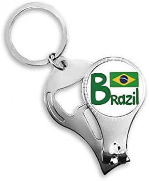 Brazília Nemzeti Zászló Zöld Mintás Köröm Zimankó Gyűrű Kulcstartó Sörnyitó Clipper