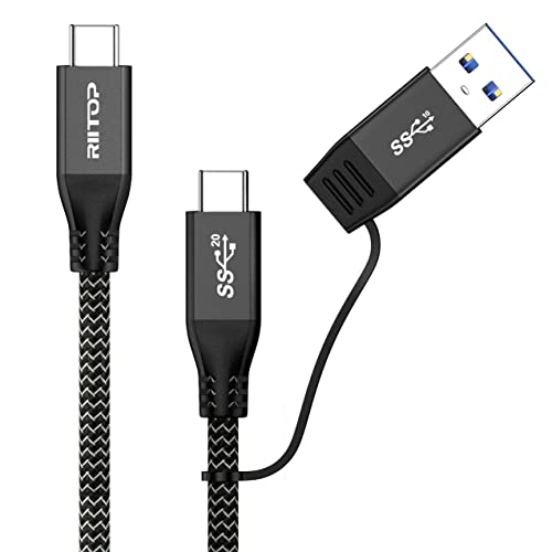 RIITOP 2in1 USB-3.2 C-C Kábel 20Gbps a C-Adapter + USB-C, hogy EGY USB Adapter 10Gbps