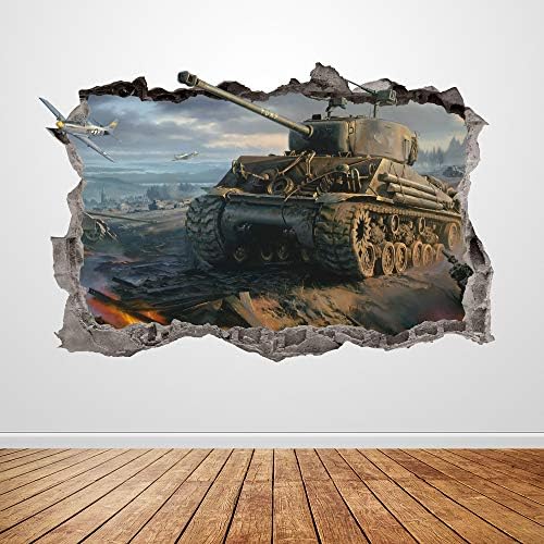 Tank Warzone Fali Matrica Összetört 3D Grafikus Háborús Játék Fali Matrica Művészet Freskó Poszter, Gyerek Szoba Dekoráció