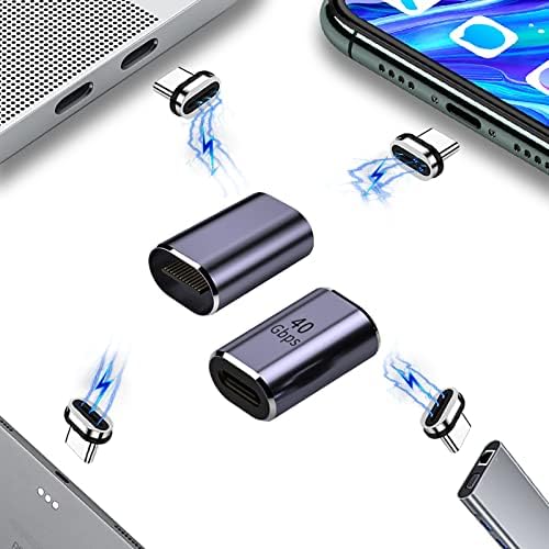 [2Pack Egyenes+ Extra 2 Dugók]USB-C Mágneses Adapter,24 Csapok C Típusú Támogatás Thunderbolt 4,USB4.0, PD 100W Díj,40 gb-os/s