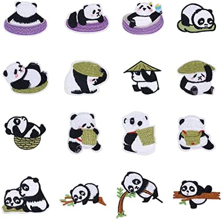 KISSITTY 32Pcs Panda Hímzés Foltok Aranyos Kis Állat a Panda Foltok, Vas on/Varrni a Rátétes Javítás Jelmez, Kellékek Vegyes