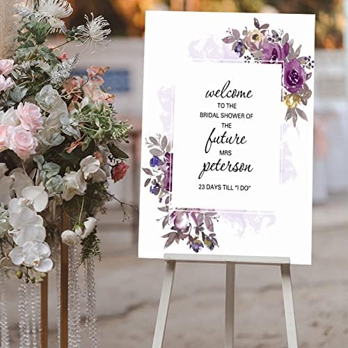 Üdvözöljük Boldogan Egyéni Név Fa Esküvői Üdv Jelek Sötét Lila Akvarell Rózsa Virágos Esküvői Üdvözlő Táblát, Rusztikus Üdvözlő