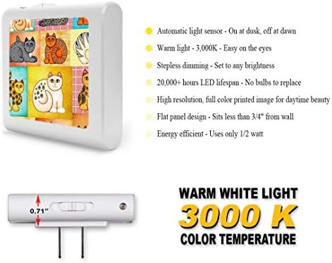 Csatlakoztassa Szabályozható LED-es Éjszakai Fény Alkonyat Hajnal Automatikus Érzékelő, Állítható Fényerő, Meleg Fény Auto