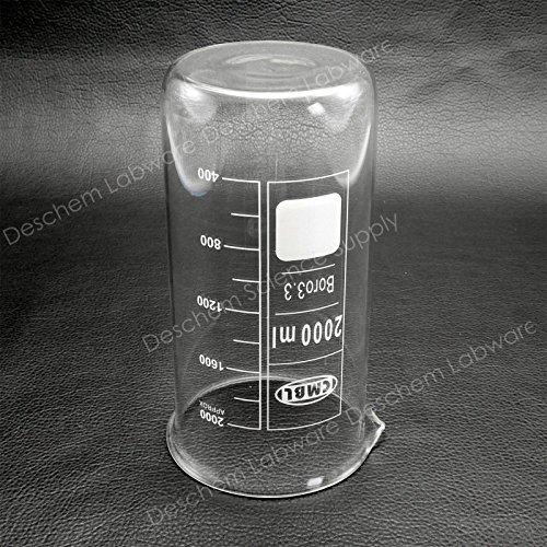 Deschem 2000mL Üveg Főzőpohár 2L Magas Forma,Laboratóriumi Boroszilikát Üveg