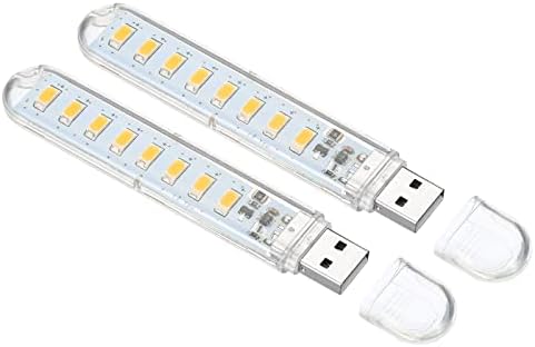 PATIKIL USB-Éjszakai Fény, 2 Csomag Hordozható Plug-in Kis LED Light Stick 8 Lámpa Gyöngyök Érintés Érzékelő Kapcsoló USB