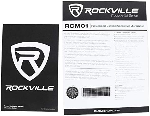 Rockville RCM01 Pro Stúdió Felvétel Kondenzátor Mikrofon Mic+Fém rezgéscsillapító Csomag iSTAND 75 Asztali Gémes Mikrofon