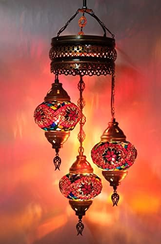 Asylove török Mennyezeti Lámpa, Mozaik Medál Lámpa török Csillárok 3 Globe Marokkói Mennyezeti Világítás, Art Deco Legalább
