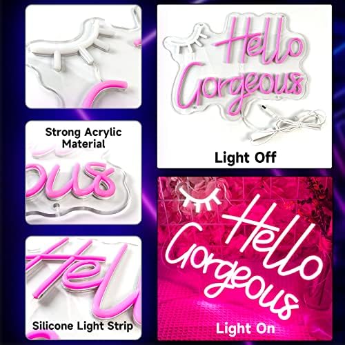 Helló Gyönyörű neonreklám Szempillák Fény 16x12, Airnesolly Rózsaszín Fény, neonfényekhez USB Powered a Játék Szoba, Hálószoba