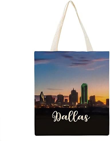 Dallas Táska Város Utazási Ajándék Hatalmas Bevásárló Táska Váll Táska Vászon Környezetbarát Szuper Erős Mosható