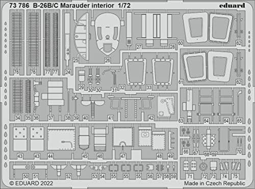 Eduard EDU73786 1/72 Martin B-26B/C Malauder Belső Maratott Alkatrészeket Hasegawa Műanyag Modell Alkatrészek