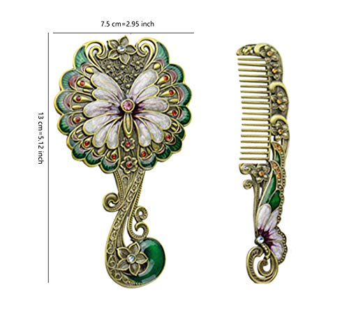 Nerien Vintage Fém, Tükör, Fésű Szett Virág, Pillangó orosz Stílusú Kézi Hiúság Tükör Utazási Kozmetikai Kezelni a Tükröt,
