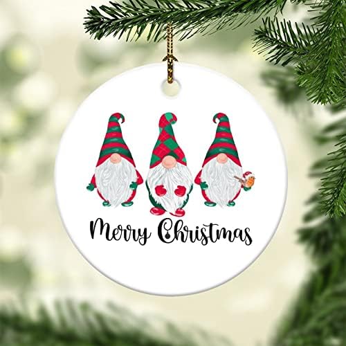 3 Inch Boldog Karácsonyt Gnome Díszek, Karácsonyi Gnómok Kerek Karácsonyi Díszek a Gyerekek, Fiúk, Lányok Lógó Díszek a karácsonyfa