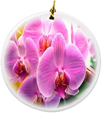 Rikki Lovag Orchidea Virág Design Kerek Porcelán Kétoldalas Karácsonyi Díszek
