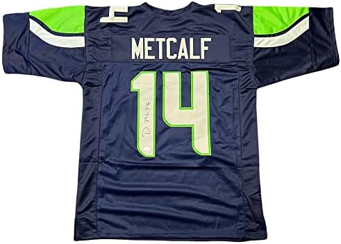 DK Metcalf Seattle Seahawks Aláírt Autogramot Kék Egyéni Jersey SZÖVETSÉG Hiteles Tanúja