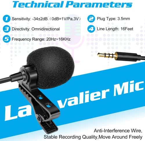 Professzionális Csíptetős Hajtóka Mikrofon vivo Y21t Kompatibilis az iPhone Telefon vagy a Kamera Blogolás Vlogging ASMR