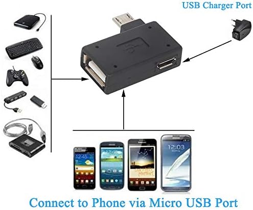 Micro USB OTG Adapter Bal + Jobb Szög 90 Fokos Konverter 2 az 1-ben Micro USB hálózati Töltő Port Kompatibilis Android Telefon,