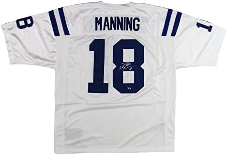 Peyton Manning Aláírt Indianapolis Colts Mitchell & Ness Hiteles Fehér Jersey-ben A Super Bowl Patch - Dedikált NFL Mezeket