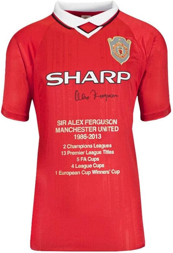 Sir Alex Ferguson Aláírt A Manchester United Póló - 1999-Es Bajnokok Ligája Döntő, Dedikált Foci Mezek