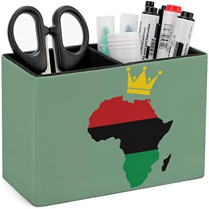 Afrika Térkép Korona PU Bőr Kupa Toll tolltartó Kupa Asztal Szervező Esetben Asztali Írószer Tartály, Doboz, Otthoni Iroda