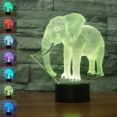 WMH Elefánt 3D Lámpa Illúzió Éjjeli Lámpa, 7 Szín Megváltoztatása Érintse meg a Kapcsolót Asztal Íróasztal Óvoda/Dekor/,
