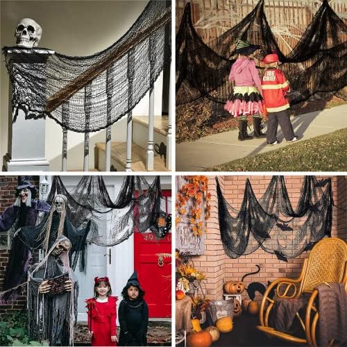 Hátborzongató Halloween Ruhával Dekoráció 80 x 200 Hüvelykes,Kísérteties Fekete Cheesecloth Gobelin a Halloween Parti Kellékek