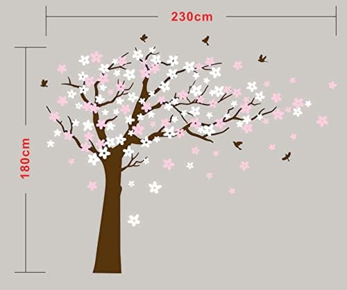 AIYANG Nagy Cseresznyefa Fali Matricák Fehér Rózsaszín cseresznyevirág Virág, Fa, Ág, Fali Matricák Baba Gyerekszoba Hálószoba,