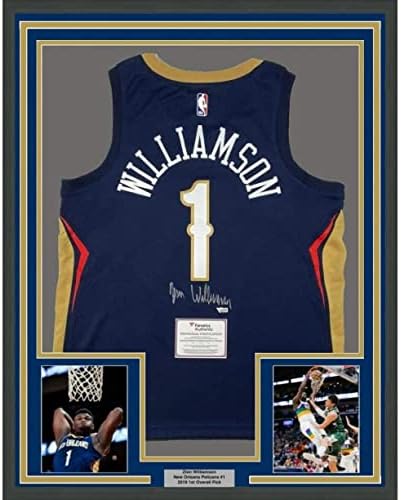 KERETES Dedikált/Aláírt SION WILLIAMSON 33x42 Kék Nike Jersey Fanatikusok COA - Dedikált NBA Mezek