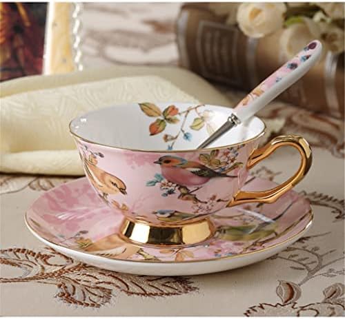 TDDGG porcelán kávéscsésze Szett, Rózsaszín Madár Porcelán Teás Csésze Készlet Kerámia Bögre Kávét Ware Csésze Tej (Szín