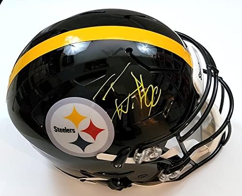 T. J. Watt Dedikált Pittsburgh Steelers Riddell Sebesség Flex Sisak Beckett Tanúja - Dedikált NFL Sisak