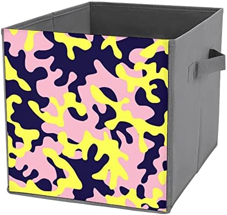 Pink Sárga Szín Terepszínű Katonai Összecsukható Anyag Tároló Kocka Box 11 Inch Összecsukható Tárolók fogantyúval