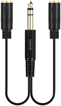 VIMVIP 6.35 mm 1/4 TRS Sztereó Férfi Dual 2 x 3,5 mm-es Sztereó Női Adapter Elosztó Kábel
