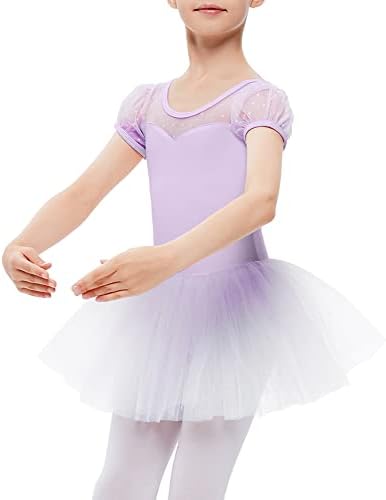 LIONJIE Lányok Balett Harisnyát Tutu Tánc Ruha Rövid Puff Ujjú Szívem Dancewear Balerina 3 éves kortól 12 éves korig