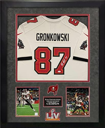 Rob Gronkowski Autogramot Jersey Tampa Bay Buccaneers Fehér Elit Jersey 32×40 - Dedikált NFL Mezeket