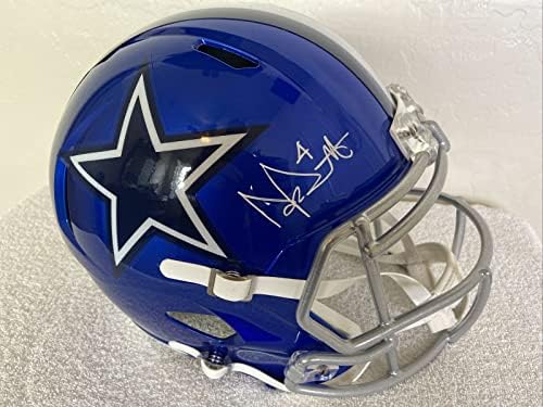 Dak Prescott Aláírt Dedikált NFL Dallas Cowboys Teljes Méretű Sisak Beckett Hologram Authetication