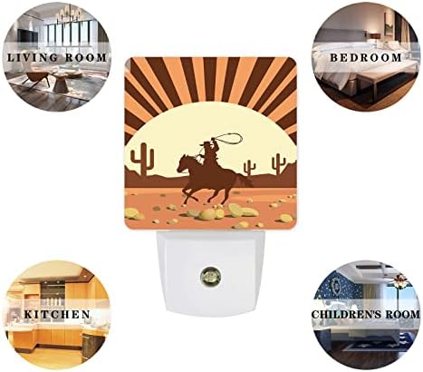 Plug-in Éjszakai Fény,Western Cowboy Sivatagban Kő Fali LED Lámpa Érzékelő Automatikus Alkonyat Hajnal Érzékelő,Naplemente
