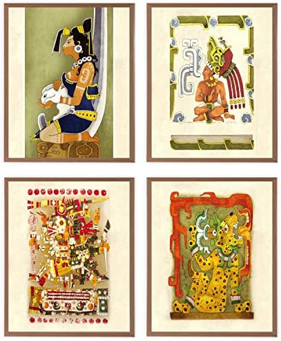 VNWEK Klasszikus Maja Mitológia Azték Művészeti Jaguar Isten Ősi Istenek Wall Art Poszter Nyomatok keret nélküli 8x10Set,