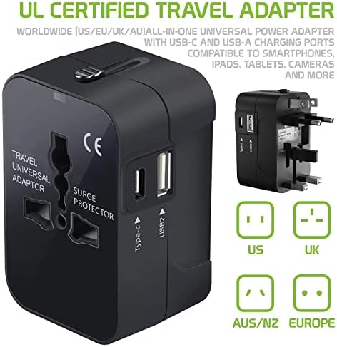 Utazási USB Plus Nemzetközi Adapter Kompatibilis a Láva Iris Önarckép 50 Világszerte Teljesítmény, 3 USB-Eszközök c típus,