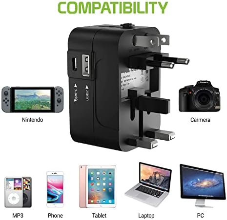 Utazási USB Plus Nemzetközi Adapter Kompatibilis a Samsung SM-T377P a Világszerte Teljesítmény, 3 USB-Eszközök c típus, USB-A
