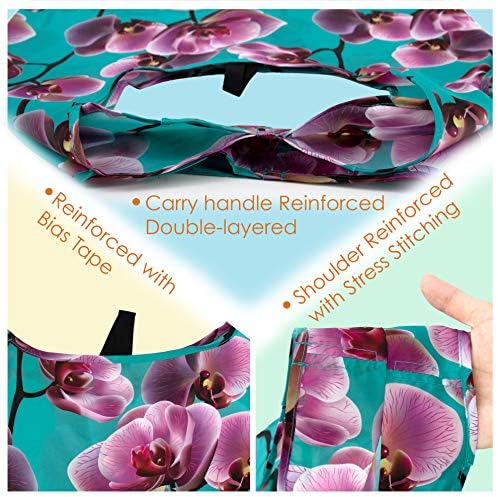 BeeGreen 10 Pack Mosható Virágos Bevásárló szatyor Bevásárló Újrafelhasználható Tote Bags Extra Nagy 50LBS Aranyos Virág