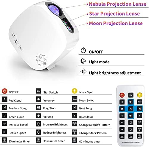 NUNET Galaxy Star Projektor, Bluetooth Hangszóró Égbolt LED Színes Mozgó Köd, Felhő Hold Több Mód Éjszakai Fény a Távirányító