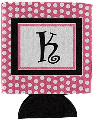 Levelet K Kezdeti Monogram - Rózsaszínű Fekete Pöttyös, vagy Üveg Ital Szigetelő Ölelkezős