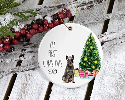 Adazzoo Kék Heeler Dísz - Pet-Dísz, - Karácsonyi Dísz, Ajándék Kutya Szerelmesek - Első Karácsonyi Emlék 2021 Nyomtatott