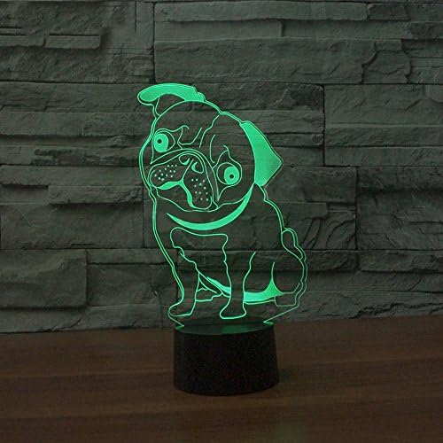 Jinnwell 3D francia Bulldog Éjszakai Fény Lámpa Illúzió Éjszakai Fény 7 Szín Megváltoztatása Érintse meg a Kapcsoló Táblázat