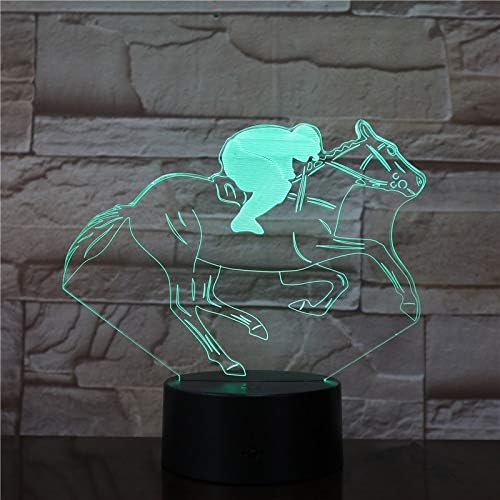Jinnwell 3D Horse Racing Éjszakai Fény Lámpa Illúzió Éjszakai Fény 7 Szín Megváltoztatása Érintse meg a Kapcsoló Táblázat