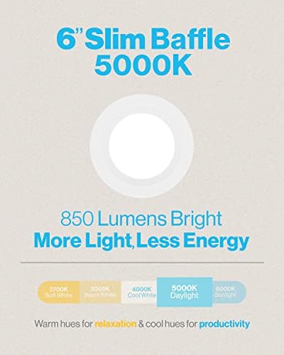 Sunco 12 Pack 6 Hüvelykes Ultra Vékony Süllyesztett LED Mennyezeti lámpa, Vékony, 5000K Nappal, Szabályozható 14W=100W, Zavarba